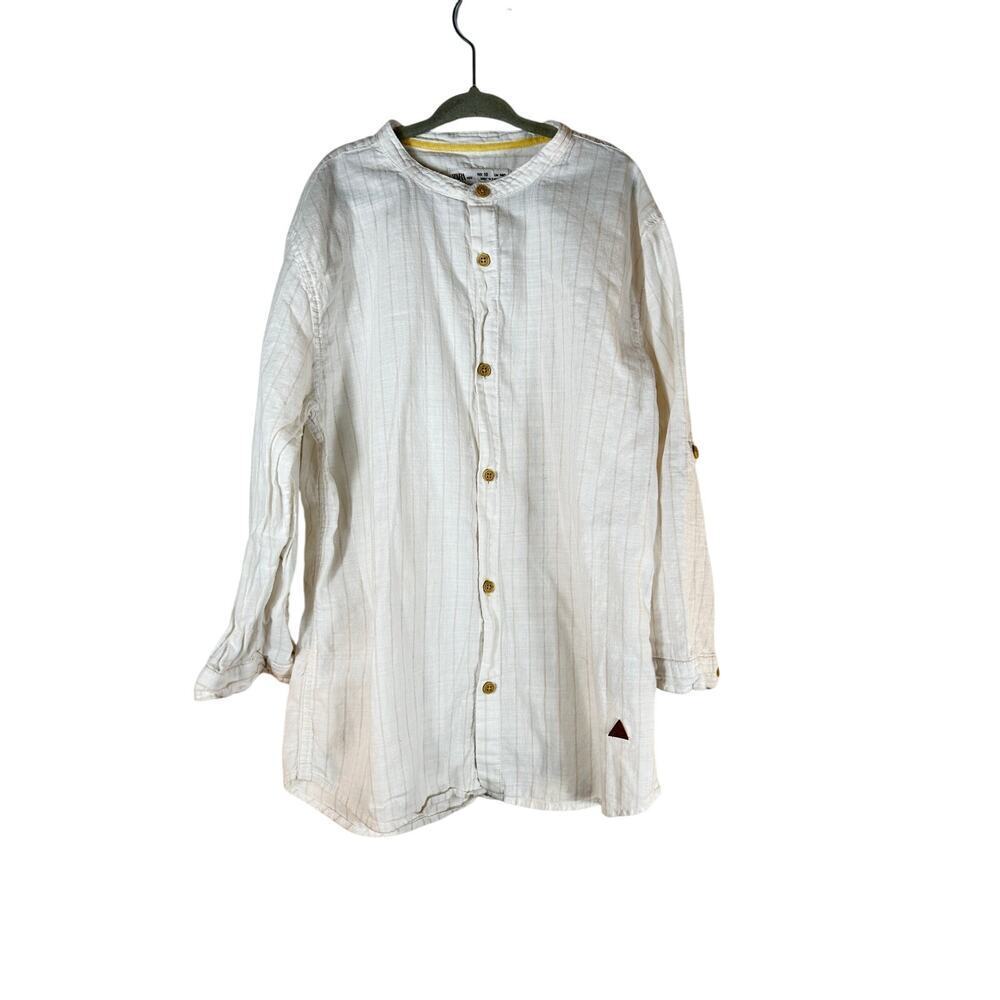 ZARA Boy’s Linen Stripe Button Down Shirt / Size: 10